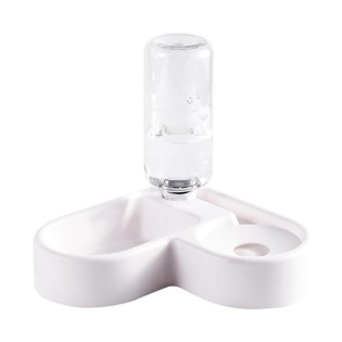 Heart-shaped corner silent pet two-in-one feeder