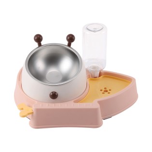 Stainless steel tilt pet 2-in-1 feeder