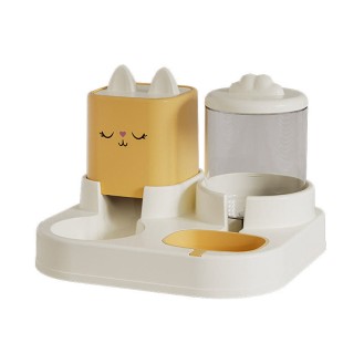 Large capacity cartoon pet 2-in-1 feeder