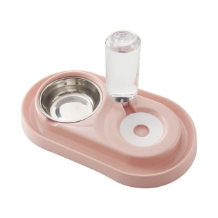 Spill-proof stainless steel bowl pet 2-in-1 feeder