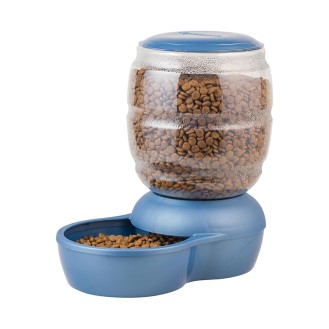 Clear hopper gravity feed pet feeder
