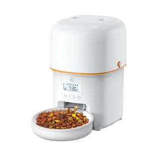 White dual power quantitative timing pet feeder