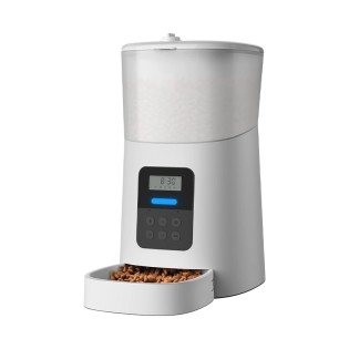 White anti-clogging 6-liter capacity timer pet feeder