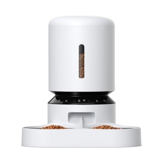 White stainless steel double bowl timer pet feeder