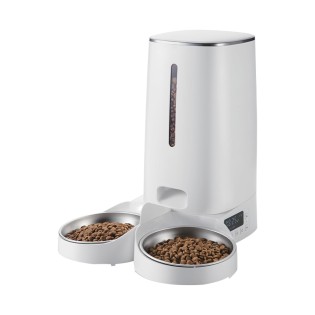 White double bowl smart timer pet feeder