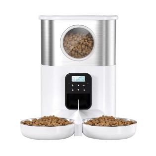 Double bowl automatic timer pet feeder
